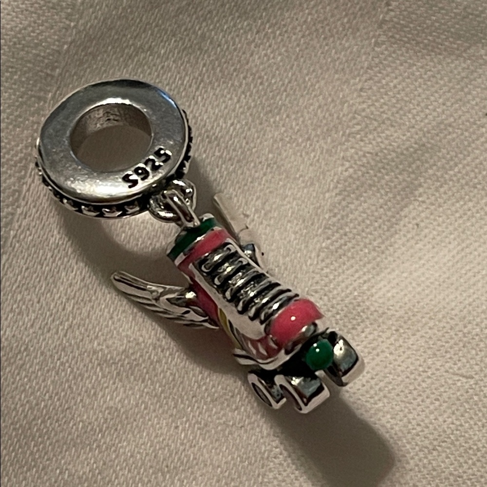 925 Sterling Silver Colorful Roller Skate Charm Pendant with Wings - Picture 13 of 14